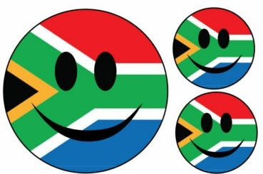 SOUTH AFRICAN FLAG STICKER ROUND x3