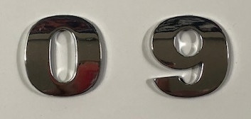 Style 5 Bold Block Chrome Numbers 0-9 1.2"