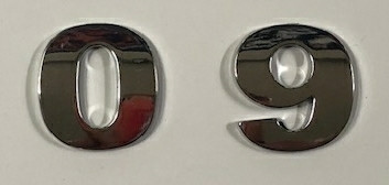 Style 6 SMALL Block Chrome Numbers 0-9 .75"