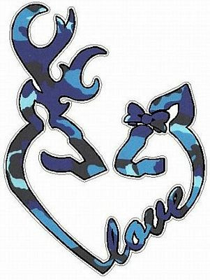 DEER HEADS HEART FILLS with LOVE camo blue