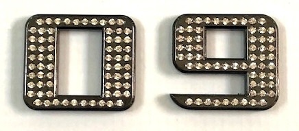 BLACK Crystal Chrome Numbers 0-9 1.2"
