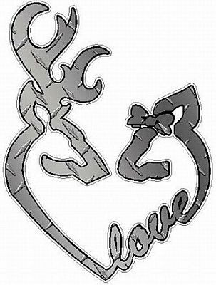 DEER HEADS HEART FILLS with LOVE diamondplate silver