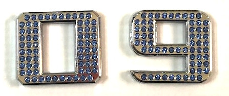 BLUE Crystal Chrome Numbers 0-9 1.2"