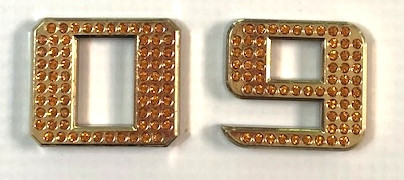 GOLD Crystal Chrome Numbers 0-9 1.2"