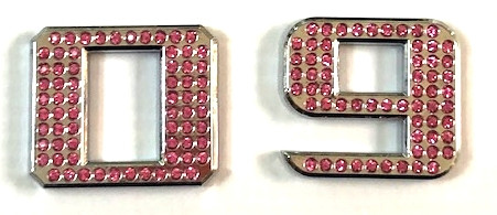PINK Crystal Chrome Numbers 0-9 1.2"