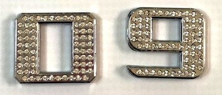 SILVER Crystal Chrome Numbers 0-9 1.2"