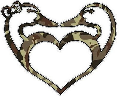Duck Hunting LOVE Sticker 2 FILLS Camo Brown