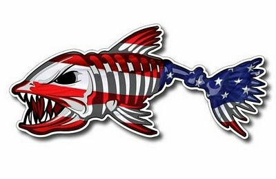 BONE FISH USA FLAG FILL sticker LEFT