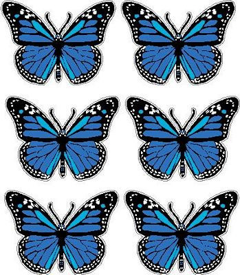 butterfly stickers BLUE - 6 PACK