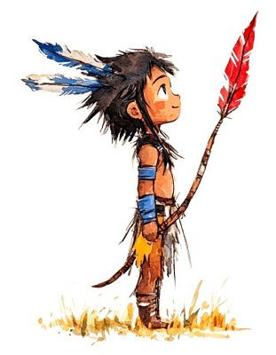 Cute Indian Boy Tribe Cartoon Sticker