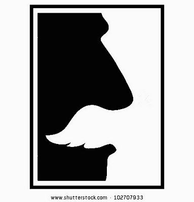 Black and White Rectangular Moustache Sticker