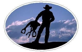 Oval Standing Cowboy Decal 12