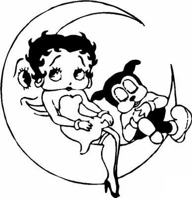 Betty Boop Sitting on Moon Decal 1283