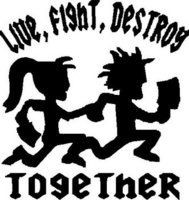 Hatchet Man LiveFght Destroy Togather Htchet Man and Girl Vinyl Decal Sticker
