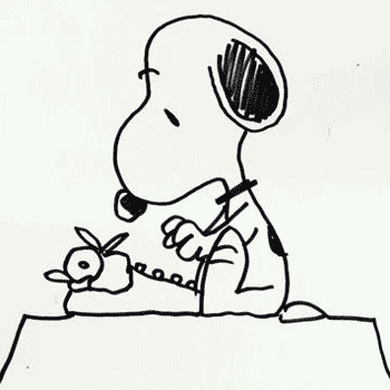 Snoopy typing Diecut Decal