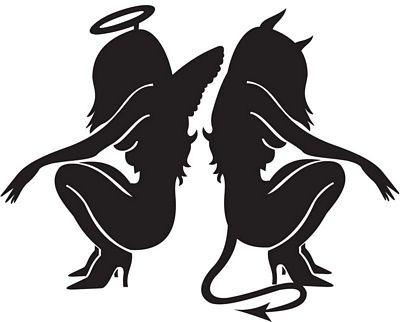 Angel and Devil Sitting Decal 1