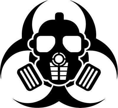ZOMBIE GAS MASK BIO HAZ B&W STICKER