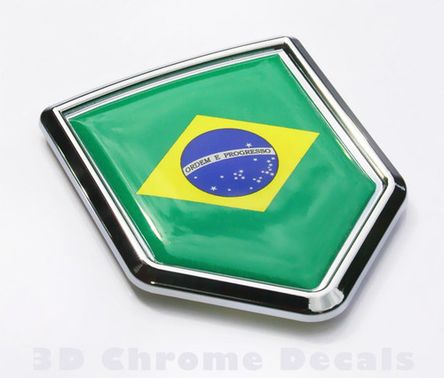 Brazil Flag Car Brazilian Emblem Chrome Decal Sticker