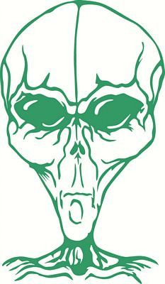 old alien head die cut decal