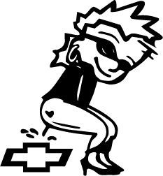 Pee On Girl Chevy Bow Decal