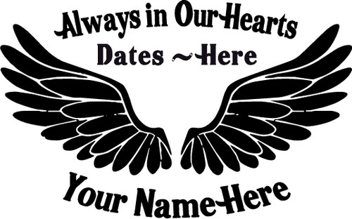 Always in Our Hearts Angel Wings Sticker
