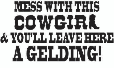 Mess with Cowgirl Leave a Gelding Sticker