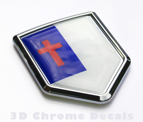 Christian Flag Emblem Chrome Car Decal Sticker