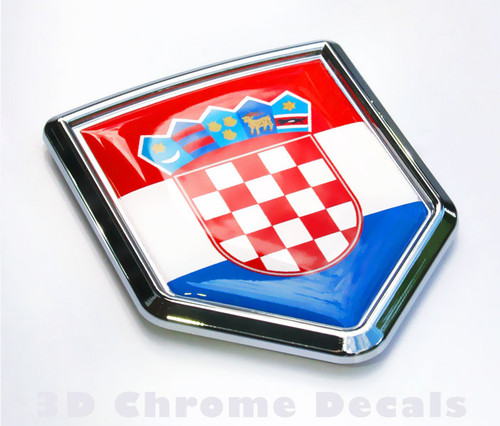 Croatia Flag Croatian Emblem Chrome Car Decal Sticker