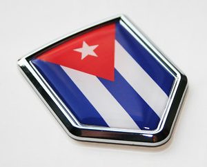 Cuba Cuban Flag Decal Car Chrome Emblem Sticker 3D