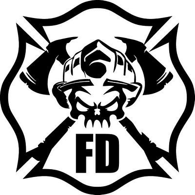 firefighter CROSS skull WITH AXES DIECUT DECAL