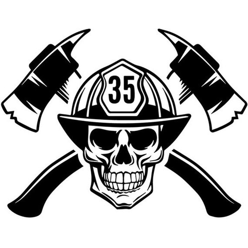 firefighting rescue axes fireman SKULL DIECUT DECAL