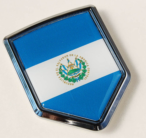 El Salvador Flag Car Chrome Emblem Decal Sticker