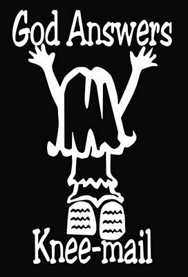 God Answers Knee Mail Vinyl Decal Sticker
