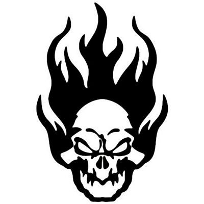 Flaming Skull 3 Vinyl Sticker 1810