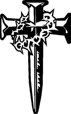 Sword wiith Crown of Thorns Die Cut Vinyl Decal Sticker