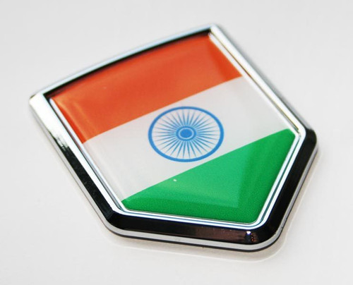 India Indian Flag Decal Car Chrome Emblem Sticker