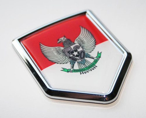 Indonesia Flag Decal Car Chrome Emblem Sticker