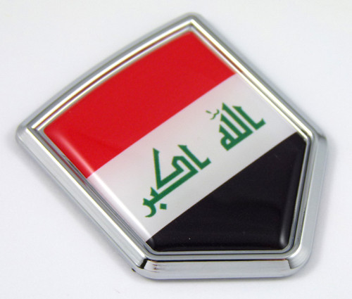 Iraq 3D Chrome Flag Crest Emblem Car Decal