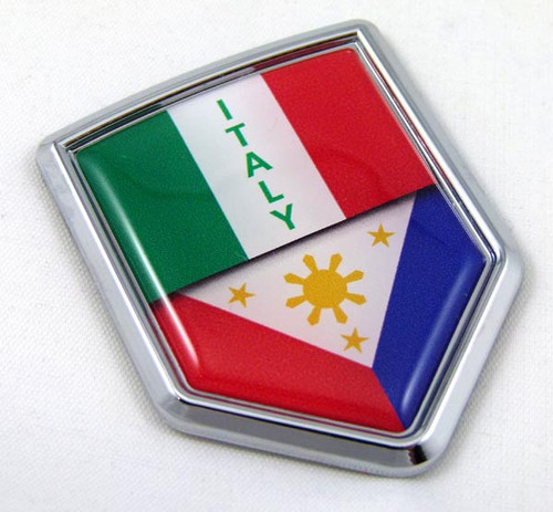 Italy-Philippine Flag Car Chrome Emblem Decal