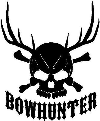 bowhunter skull antlers decal