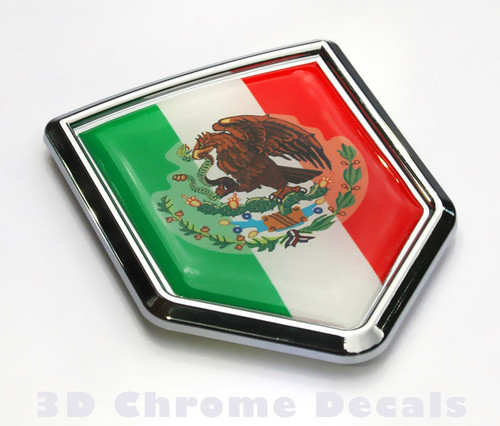 Mexico Flag Mexican Emblem Chrome Car Decal Sticker