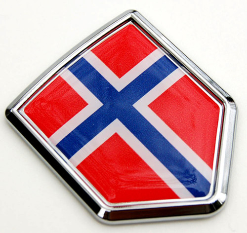 Norway Flag Crest Decal Car Chrome Emblem Sticker