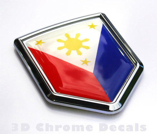 Philippine Flag Car Chrome Emblem 3D Decal Sticker