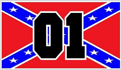 01 Rebel Dukes Race Number Sticker black and flag
