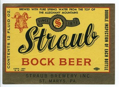 Straub Bock Beer Sticker