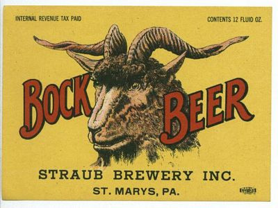 Straub Bock Label With Ram Sticker