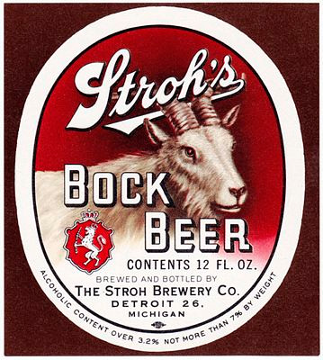 Strohs Bock Beer Label Decal