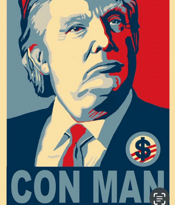 CON MAN TRUMP STICKER