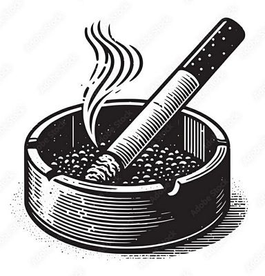 Cigarette with Ash Tray Sticker