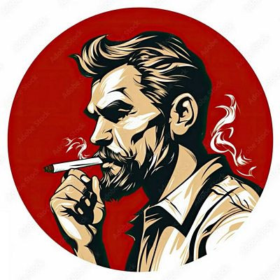 SMOKING GUY ROUND STIKCER